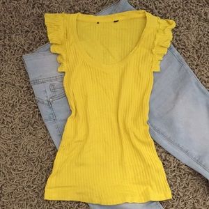 (4 for $20) Lemon Yellow Lettuce Sleeve Top